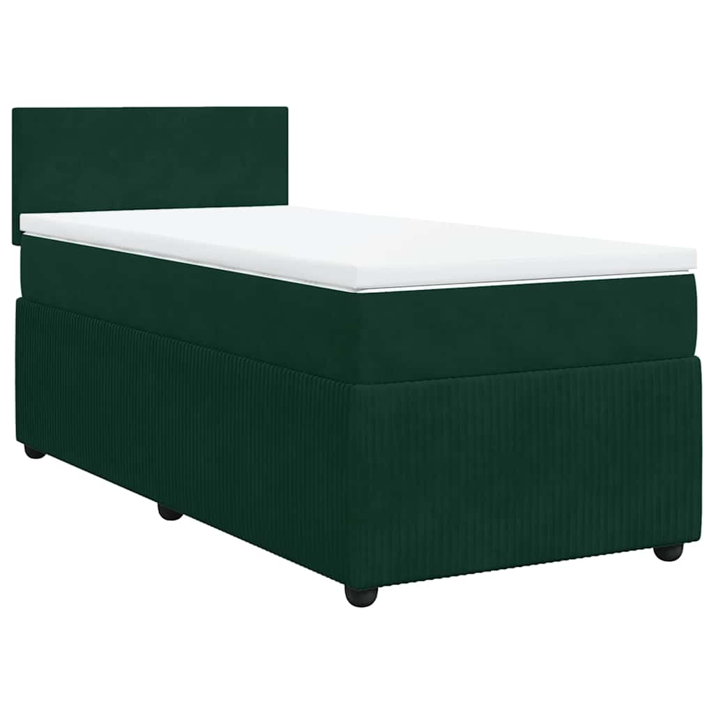 Κρεβάτι Boxspring με Στρώμα Σκούρο Πράσινο 100x200εκ. Βελούδινο