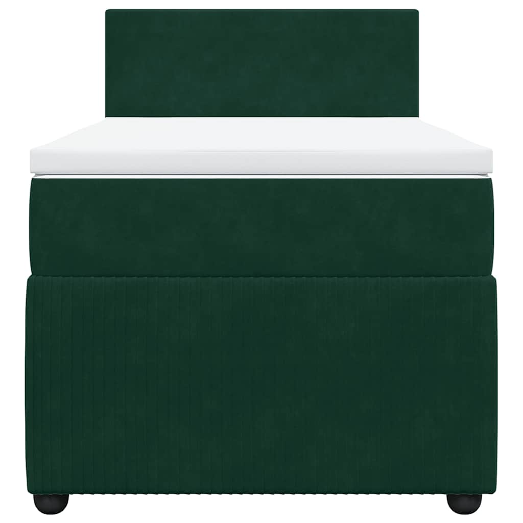 Κρεβάτι Boxspring με Στρώμα Σκούρο Πράσινο 100x200εκ. Βελούδινο