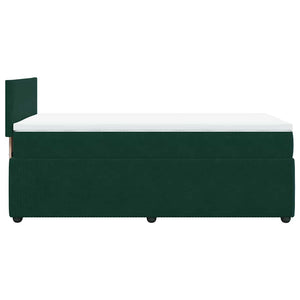 Κρεβάτι Boxspring με Στρώμα Σκούρο Πράσινο 100x200εκ. Βελούδινο