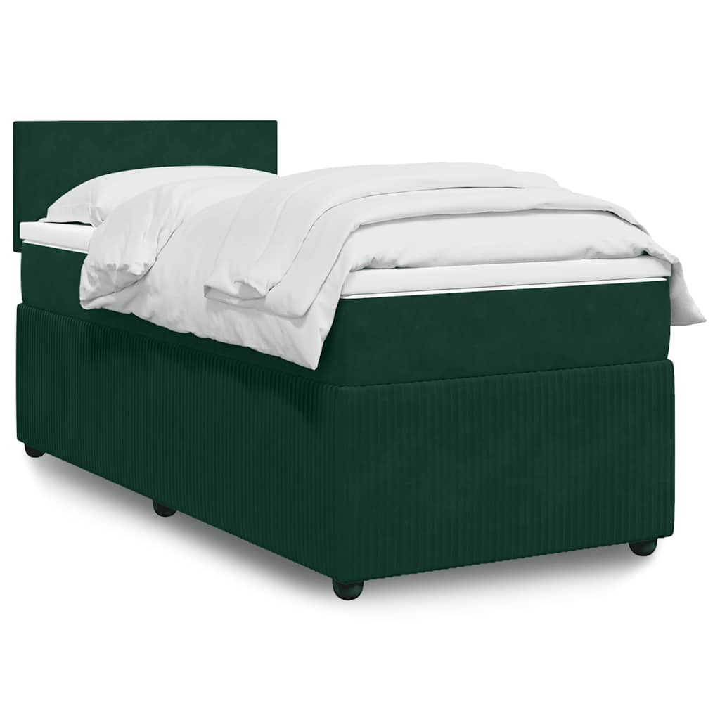 Κρεβάτι Boxspring με Στρώμα Σκούρο Πράσινο 100x200εκ. Βελούδινο
