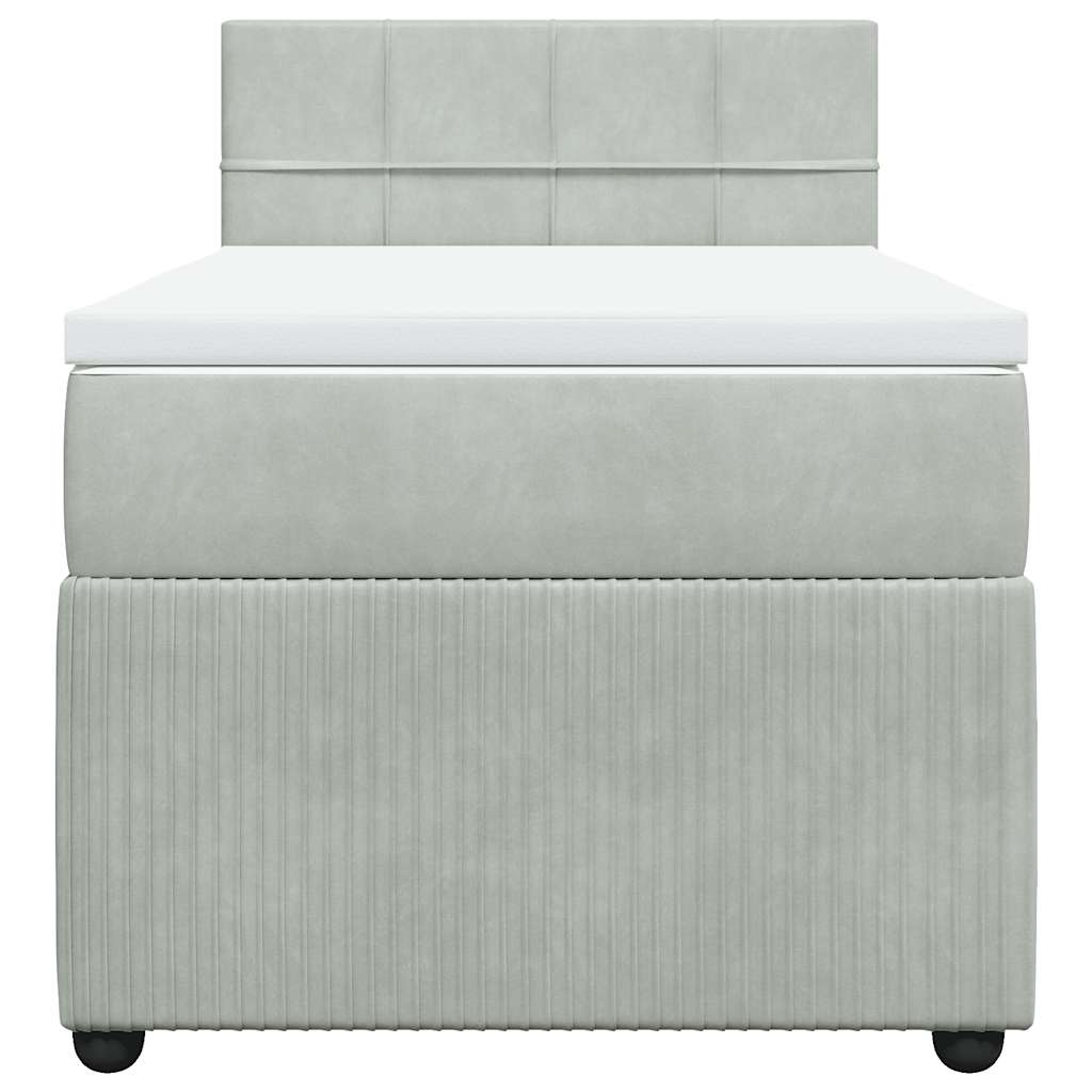 Κρεβάτι Boxspring με Στρώμα Ανοιχτό Γκρι 100x200 εκ. Βελούδινο - Pakobazaar