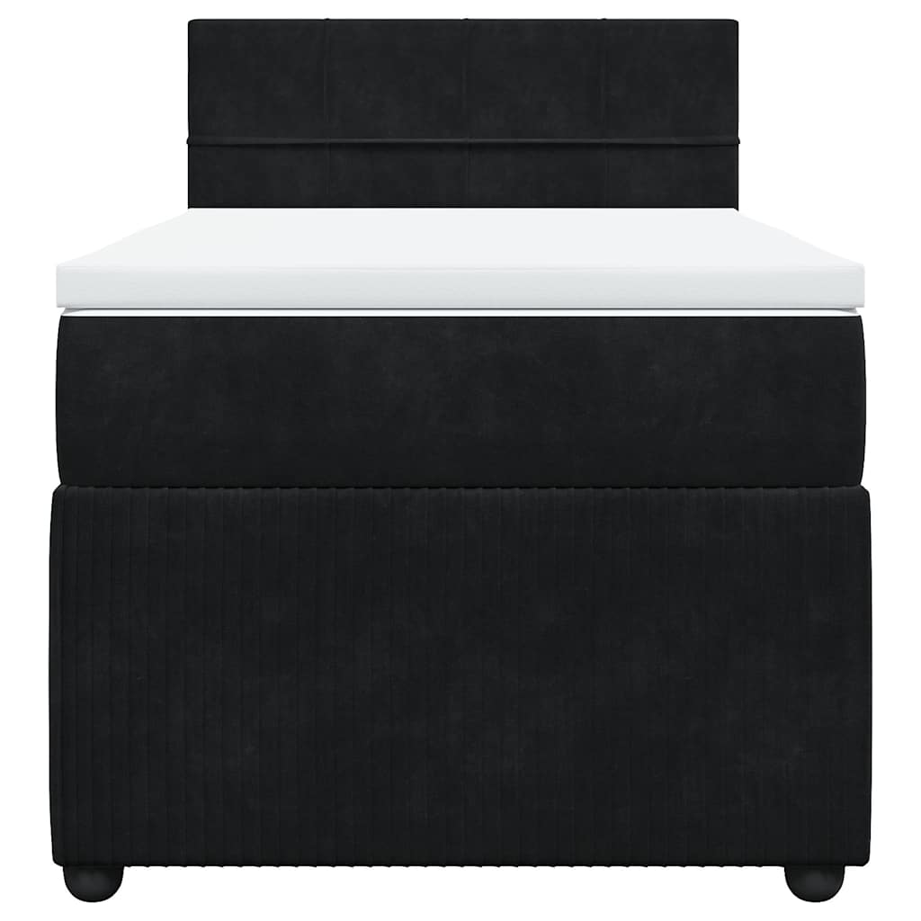Κρεβάτι Boxspring με Στρώμα Μαύρο 100x200 εκ. Βελούδινο - Pakobazaar