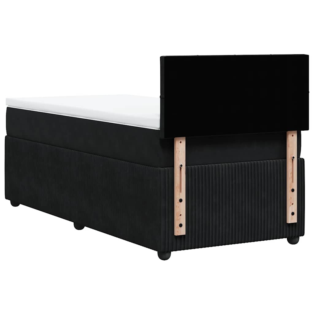 Κρεβάτι Boxspring με Στρώμα Μαύρο 100x200 εκ. Βελούδινο - Pakobazaar