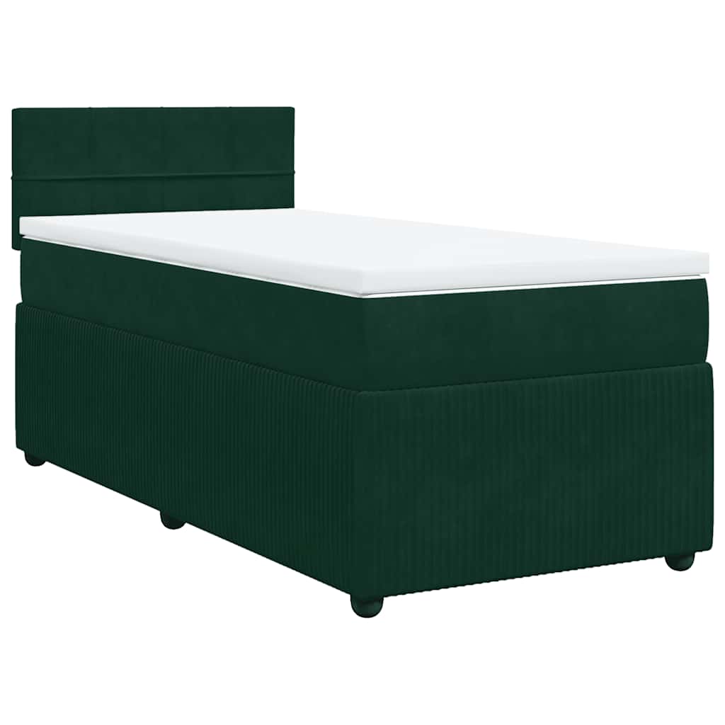 Κρεβάτι Boxspring με Στρώμα Σκούρο Πράσινο 100x200εκ. Βελούδινο
