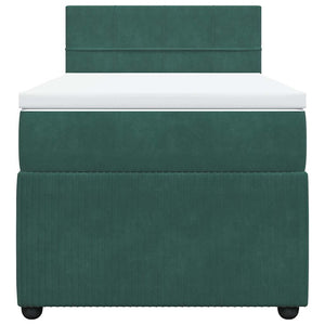 Κρεβάτι Boxspring με Στρώμα Σκούρο Πράσινο 100x200εκ. Βελούδινο