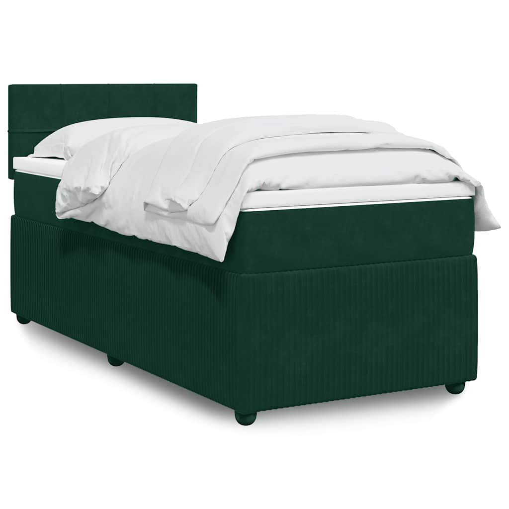 Κρεβάτι Boxspring με Στρώμα Σκούρο Πράσινο 100x200εκ. Βελούδινο