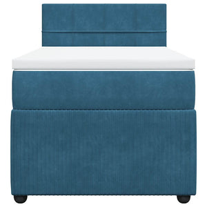 Κρεβάτι Boxspring με Στρώμα Μπλε 100x200 εκ. Βελούδινο - Pakobazaar