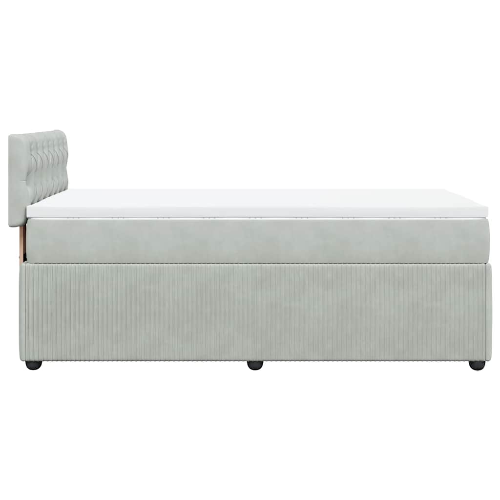 Κρεβάτι Boxspring με Στρώμα Ανοιχτό Γκρι 100x200 εκ. Βελούδινο