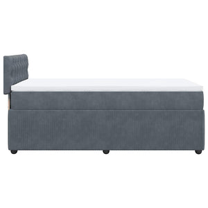 Κρεβάτι Boxspring με Στρώμα Σκούρο Γκρι 100x200 εκ. Βελούδινο