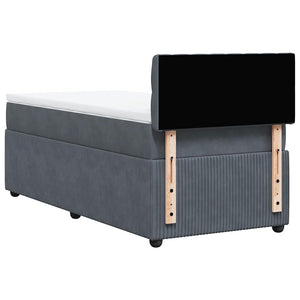 Κρεβάτι Boxspring με Στρώμα Σκούρο Γκρι 100x200 εκ. Βελούδινο