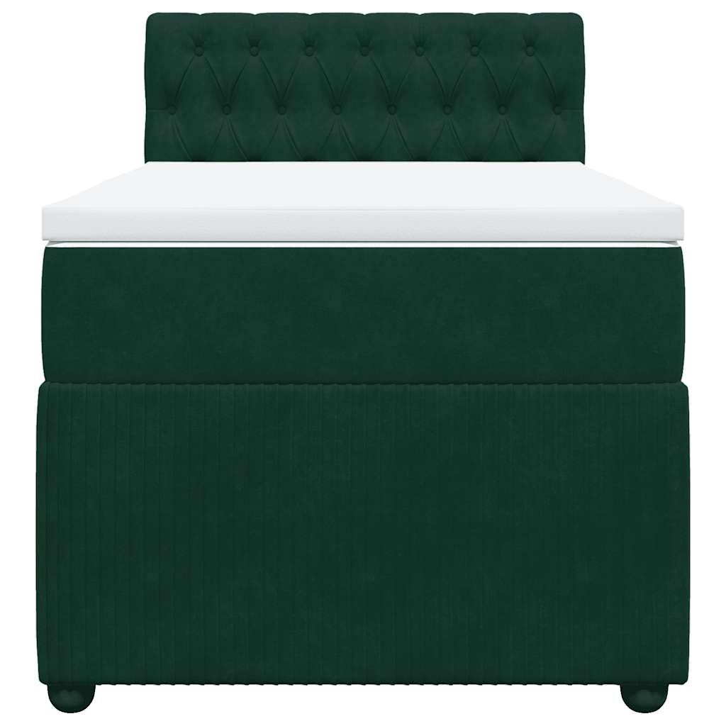 Κρεβάτι Boxspring με Στρώμα Σκούρο Πράσινο 100x200εκ. Βελούδινο