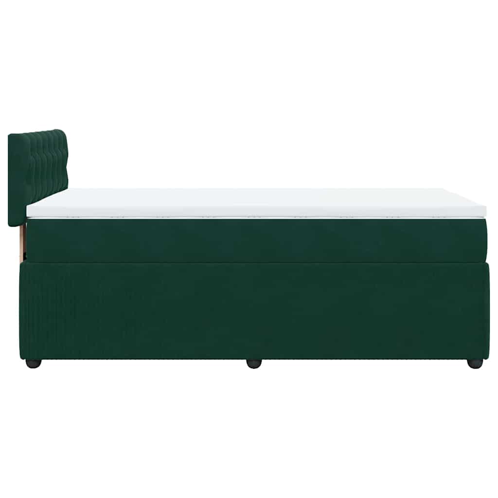 Κρεβάτι Boxspring με Στρώμα Σκούρο Πράσινο 100x200εκ. Βελούδινο