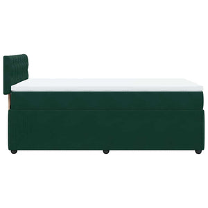 Κρεβάτι Boxspring με Στρώμα Σκούρο Πράσινο 100x200εκ. Βελούδινο