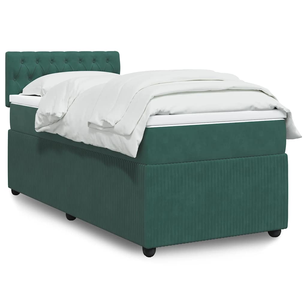 Κρεβάτι Boxspring με Στρώμα Σκούρο Πράσινο 100x200εκ. Βελούδινο