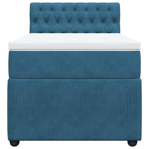 Κρεβάτι Boxspring με Στρώμα Μπλε 100x200 εκ. Βελούδινο - Pakobazaar
