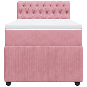Κρεβάτι Boxspring με Στρώμα Ροζ 100x200 εκ. Βελούδινο - Pakobazaar