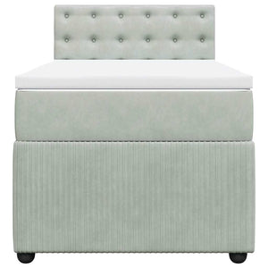 Κρεβάτι Boxspring με Στρώμα Ανοιχτό Γκρι 100x200 εκ. Βελούδινο