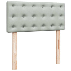 Κρεβάτι Boxspring με Στρώμα Ανοιχτό Γκρι 100x200 εκ. Βελούδινο