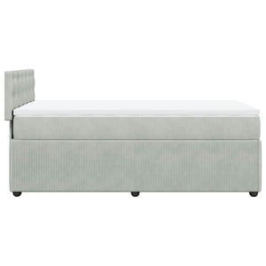 Κρεβάτι Boxspring με Στρώμα Ανοιχτό Γκρι 100x200 εκ. Βελούδινο