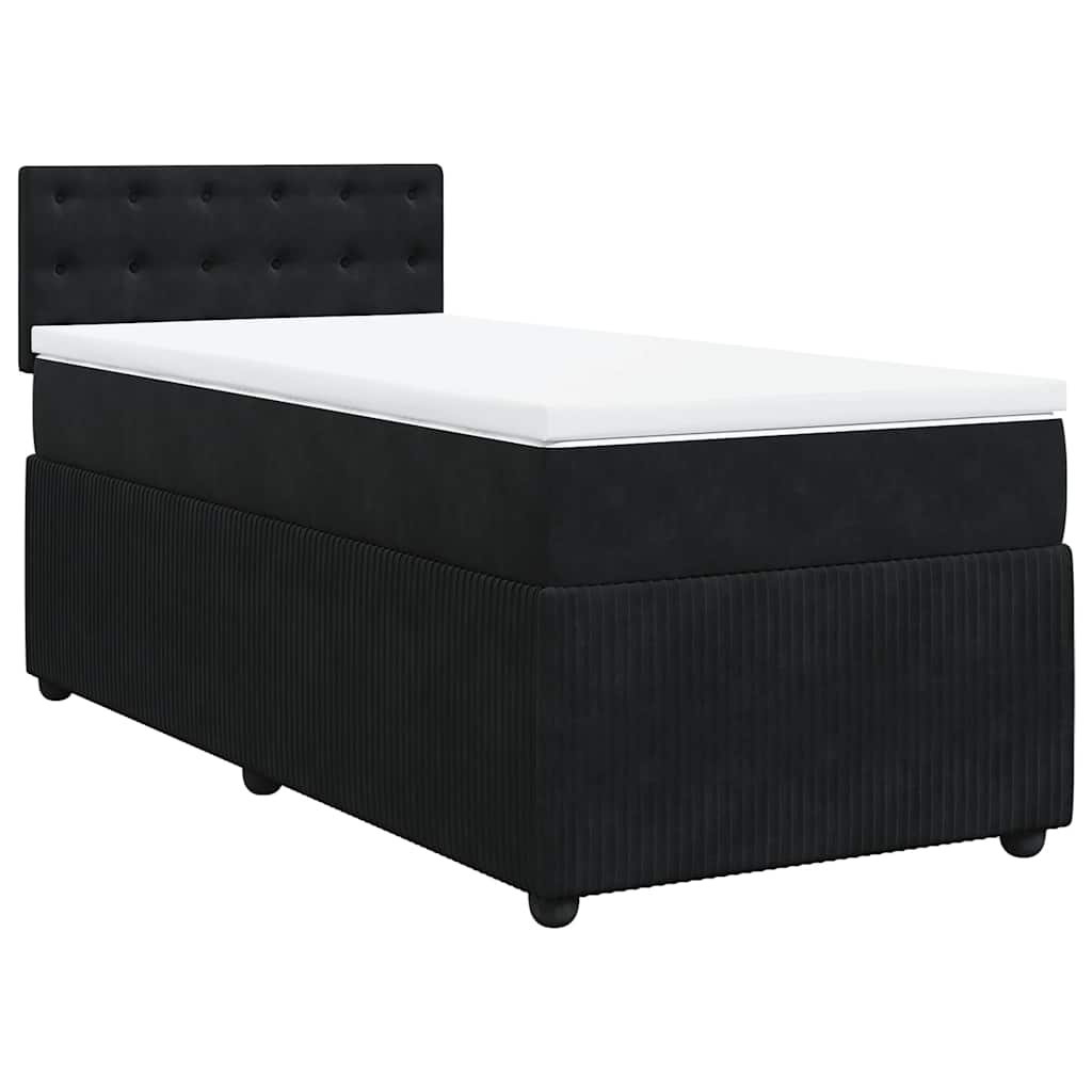 Κρεβάτι Boxspring με Στρώμα Μαύρο 100x200 εκ. Βελούδινο