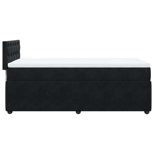 Κρεβάτι Boxspring με Στρώμα Μαύρο 100x200 εκ. Βελούδινο