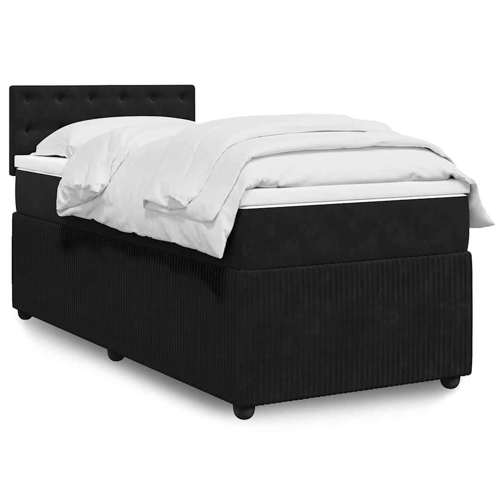 Κρεβάτι Boxspring με Στρώμα Μαύρο 100x200 εκ. Βελούδινο
