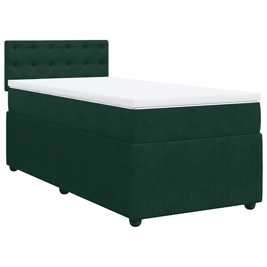 Κρεβάτι Boxspring με Στρώμα Σκούρο Πράσινο 100x200εκ. Βελούδινο