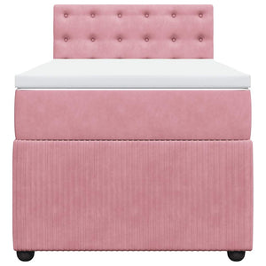 Κρεβάτι Boxspring με Στρώμα Ροζ 100x200 εκ. Βελούδινο - Pakobazaar