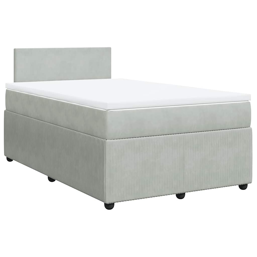 Κρεβάτι Boxspring με Στρώμα Ανοιχτό Γκρι 120x190 εκ. Βελούδινο - Pakobazaar