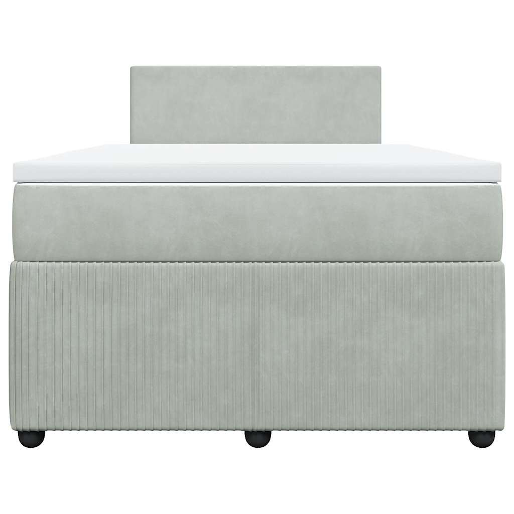 Κρεβάτι Boxspring με Στρώμα Ανοιχτό Γκρι 120x190 εκ. Βελούδινο - Pakobazaar