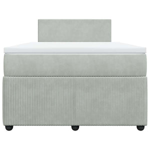 Κρεβάτι Boxspring με Στρώμα Ανοιχτό Γκρι 120x190 εκ. Βελούδινο - Pakobazaar