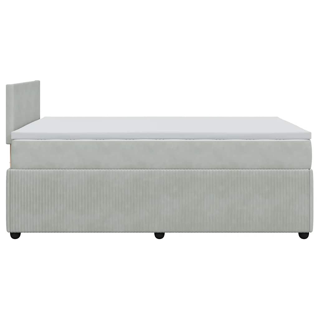 Κρεβάτι Boxspring με Στρώμα Ανοιχτό Γκρι 120x190 εκ. Βελούδινο - Pakobazaar