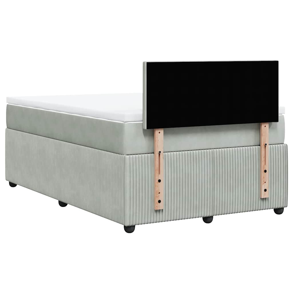 Κρεβάτι Boxspring με Στρώμα Ανοιχτό Γκρι 120x190 εκ. Βελούδινο - Pakobazaar