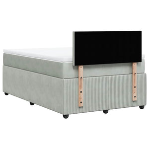 Κρεβάτι Boxspring με Στρώμα Ανοιχτό Γκρι 120x190 εκ. Βελούδινο - Pakobazaar