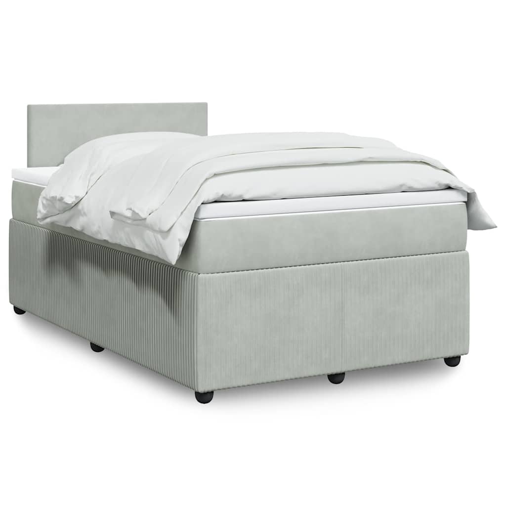Κρεβάτι Boxspring με Στρώμα Ανοιχτό Γκρι 120x190 εκ. Βελούδινο - Pakobazaar