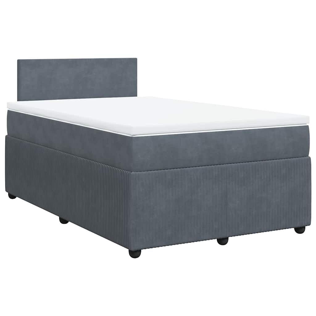 Κρεβάτι Boxspring με Στρώμα Σκούρο Γκρι 120x190 εκ. Βελούδινο