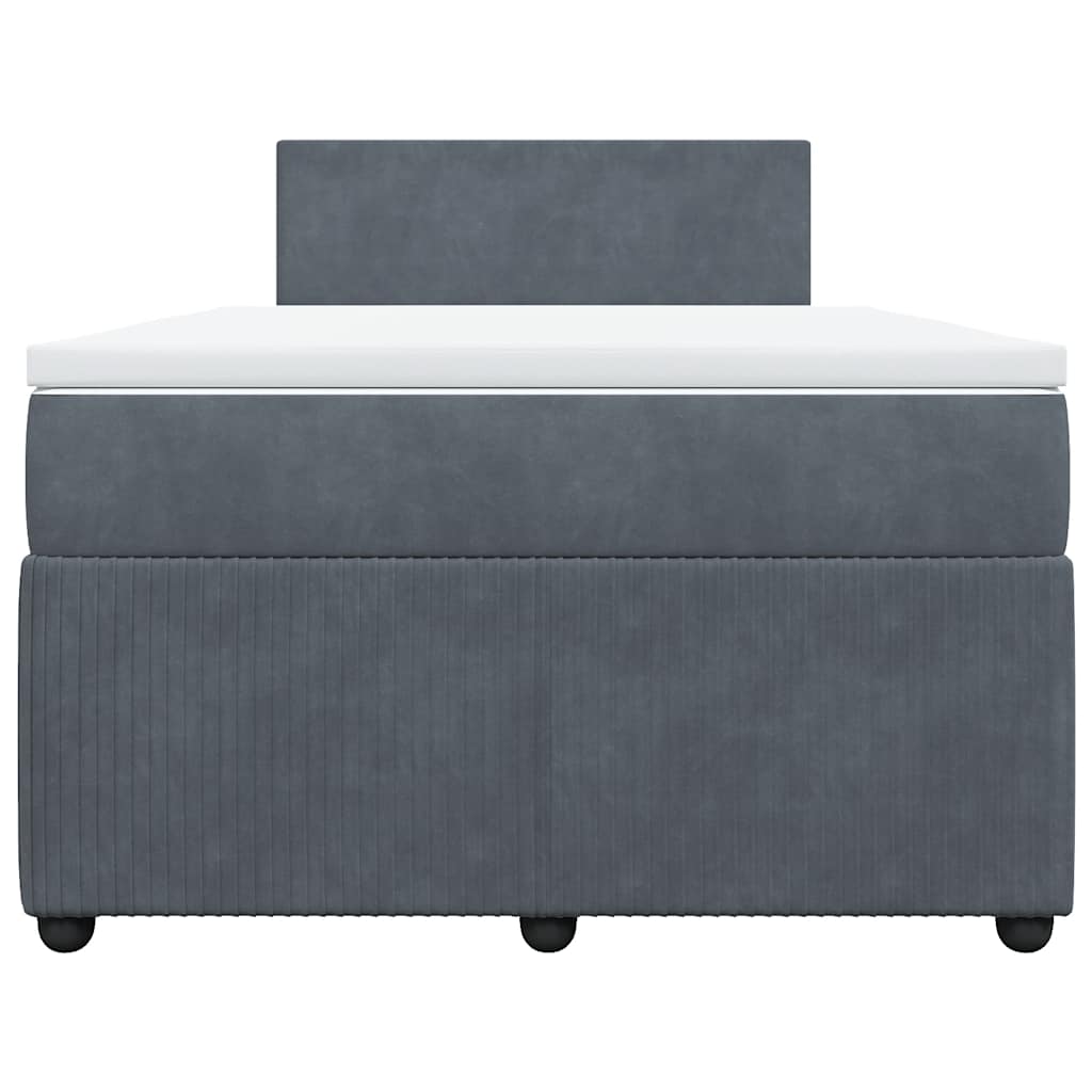 Κρεβάτι Boxspring με Στρώμα Σκούρο Γκρι 120x190 εκ. Βελούδινο