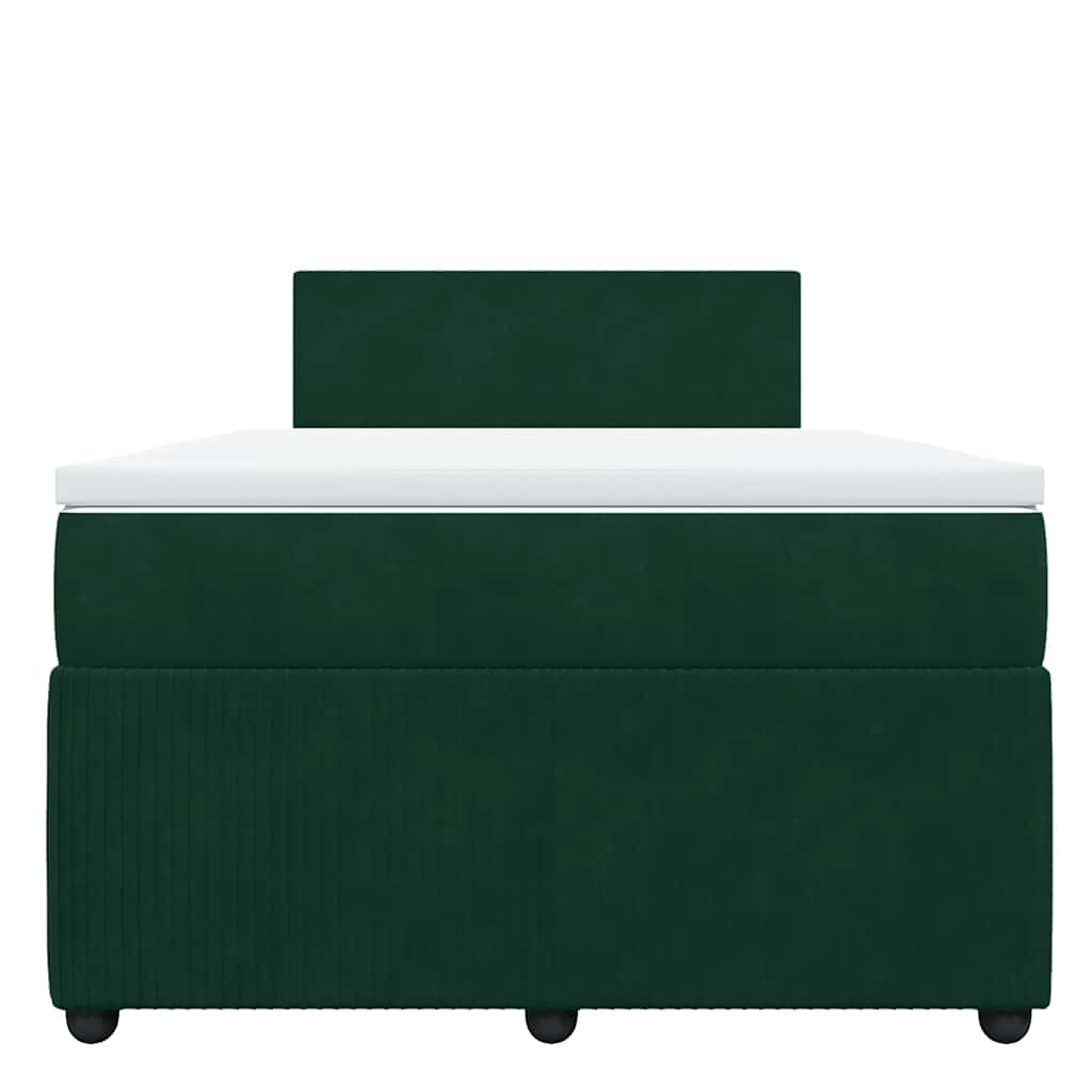 Κρεβάτι Boxspring με Στρώμα Σκούρο Πράσινο 120x190εκ. Βελούδινο - Pakobazaar