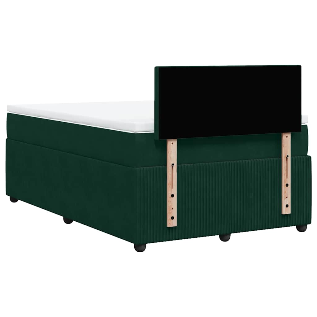 Κρεβάτι Boxspring με Στρώμα Σκούρο Πράσινο 120x190εκ. Βελούδινο - Pakobazaar