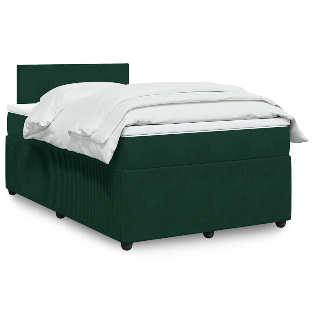 Κρεβάτι Boxspring με Στρώμα Σκούρο Πράσινο 120x190εκ. Βελούδινο - Pakobazaar