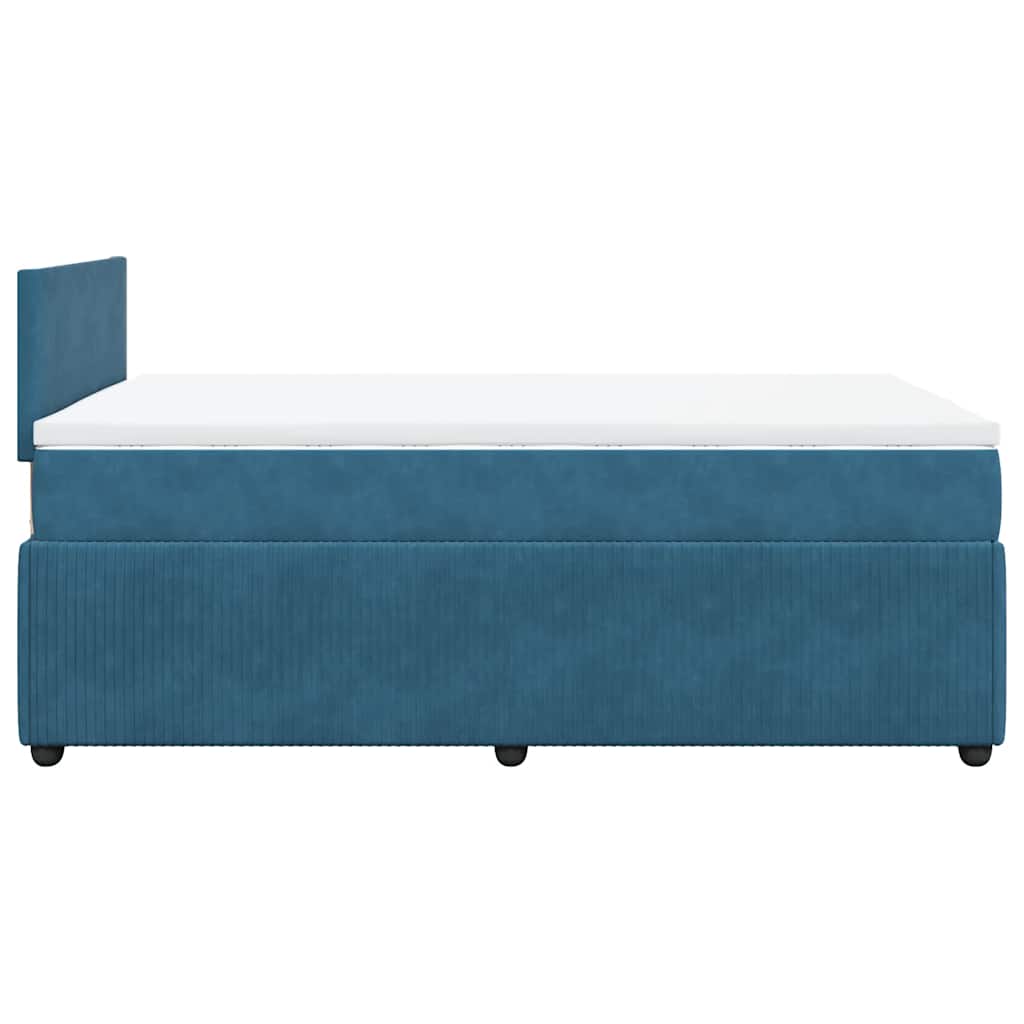Κρεβάτι Boxspring με Στρώμα Μπλε 120x190 εκ. Βελούδινο