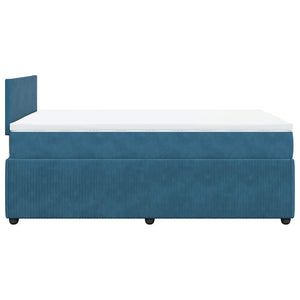 Κρεβάτι Boxspring με Στρώμα Μπλε 120x190 εκ. Βελούδινο