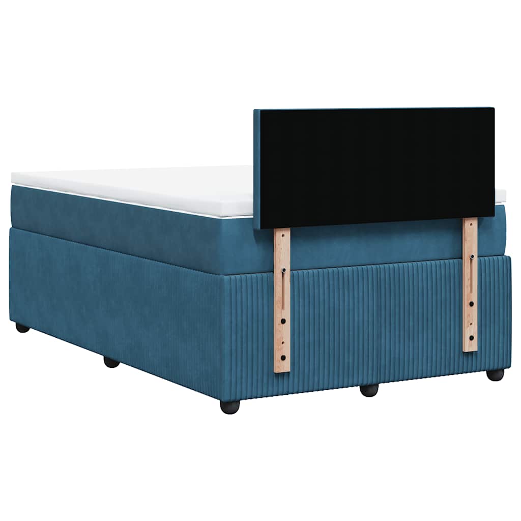 Κρεβάτι Boxspring με Στρώμα Μπλε 120x190 εκ. Βελούδινο