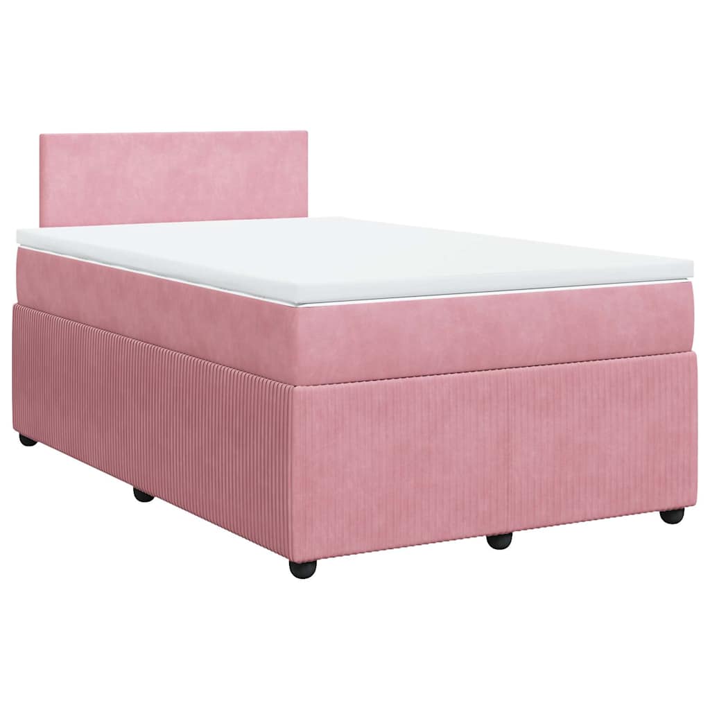 Κρεβάτι Boxspring με Στρώμα Ροζ 120x190 εκ. Βελούδινο - Pakobazaar