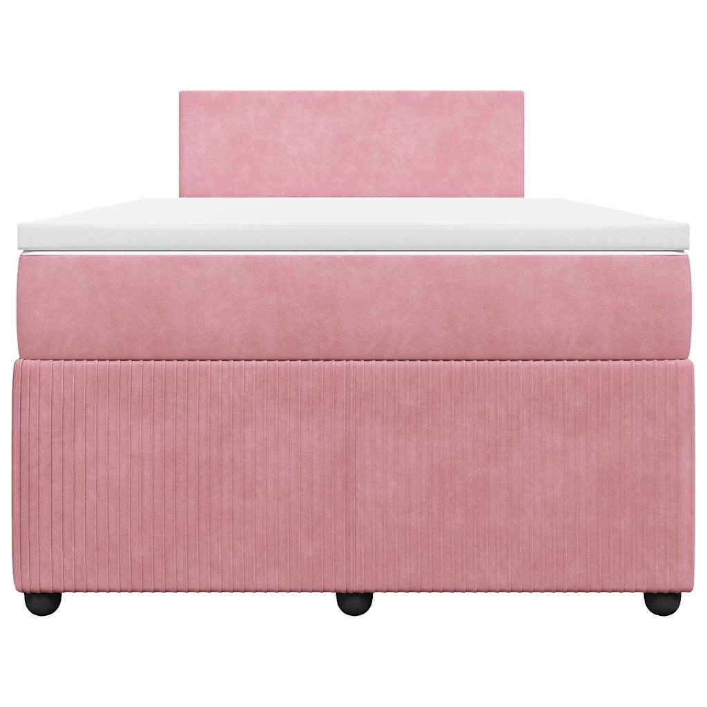 Κρεβάτι Boxspring με Στρώμα Ροζ 120x190 εκ. Βελούδινο - Pakobazaar