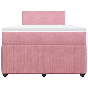Κρεβάτι Boxspring με Στρώμα Ροζ 120x190 εκ. Βελούδινο - Pakobazaar