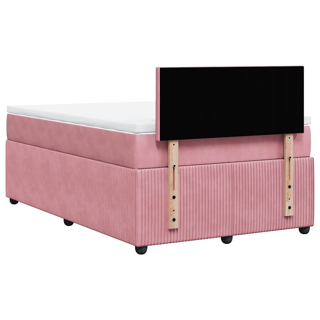 Κρεβάτι Boxspring με Στρώμα Ροζ 120x190 εκ. Βελούδινο - Pakobazaar