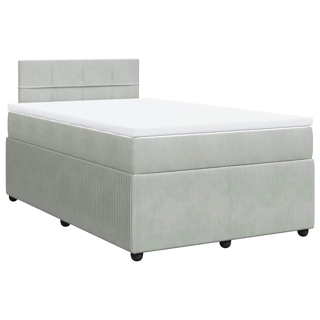 Κρεβάτι Boxspring με Στρώμα Ανοιχτό Γκρι 120x190 εκ. Βελούδινο - Pakobazaar