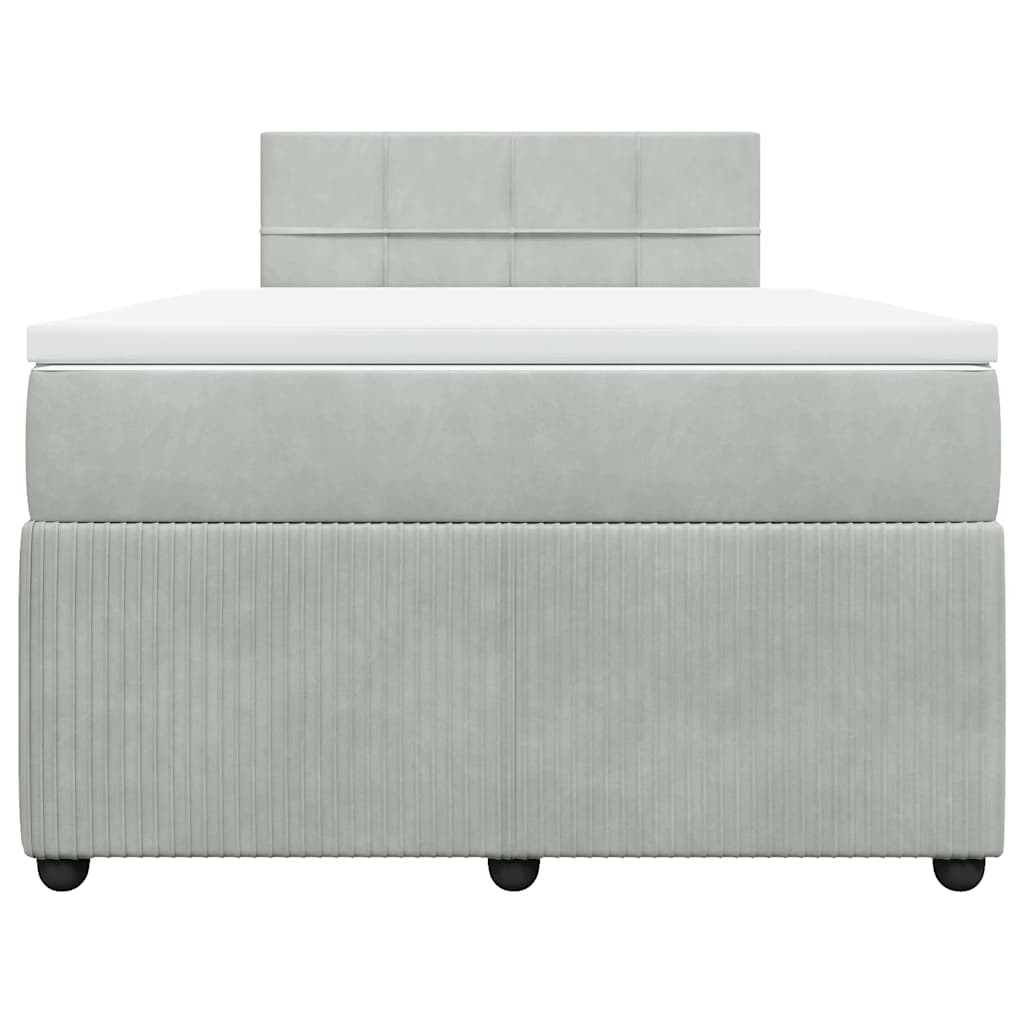 Κρεβάτι Boxspring με Στρώμα Ανοιχτό Γκρι 120x190 εκ. Βελούδινο - Pakobazaar