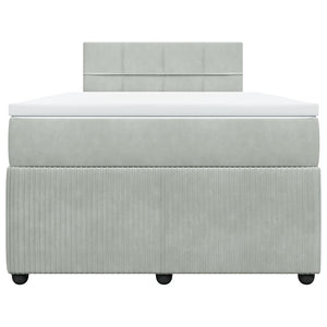 Κρεβάτι Boxspring με Στρώμα Ανοιχτό Γκρι 120x190 εκ. Βελούδινο - Pakobazaar